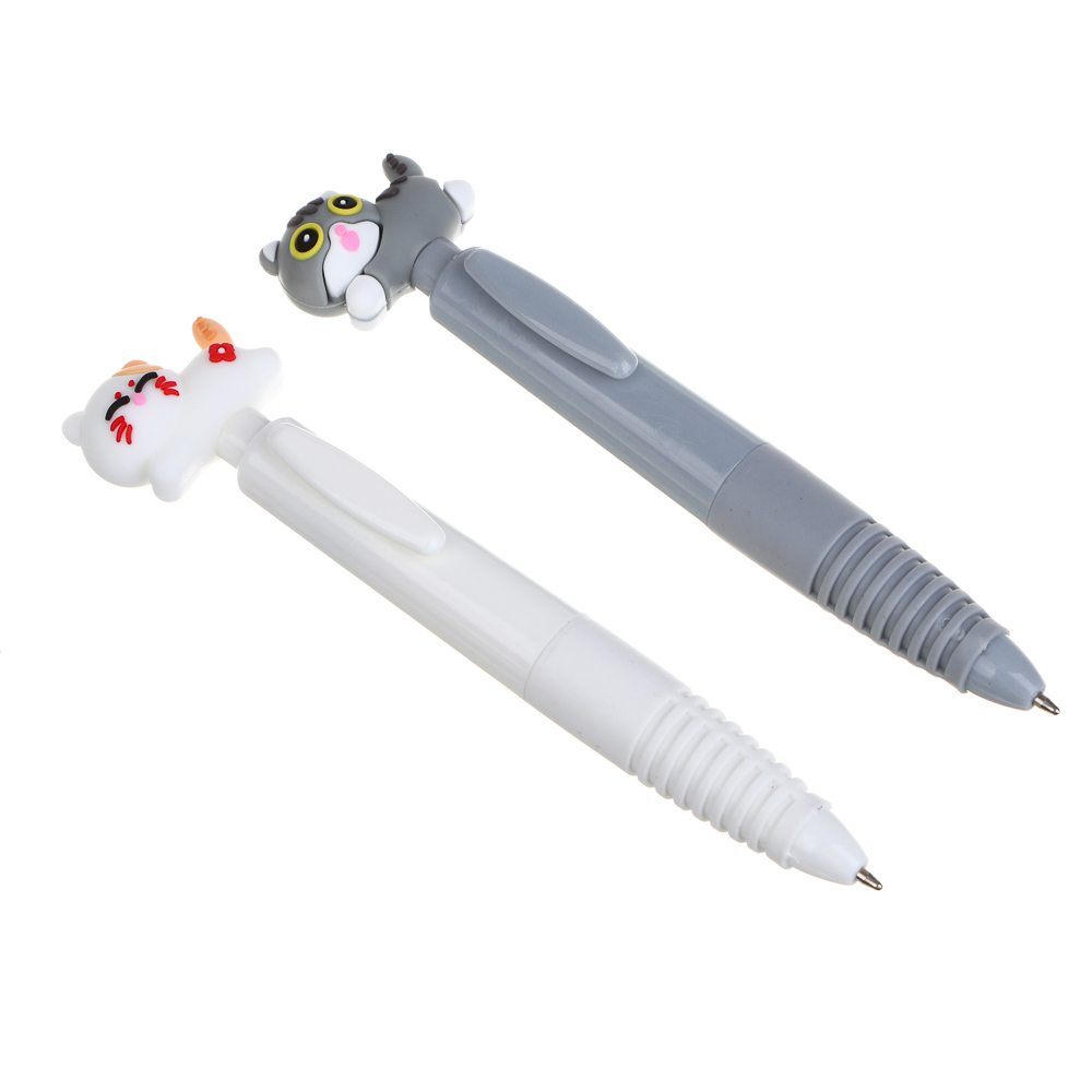 Ручка шариковая автоматическая синяя, "Жми на хвостик котика", 2 дизайна, арт.№ 591-258