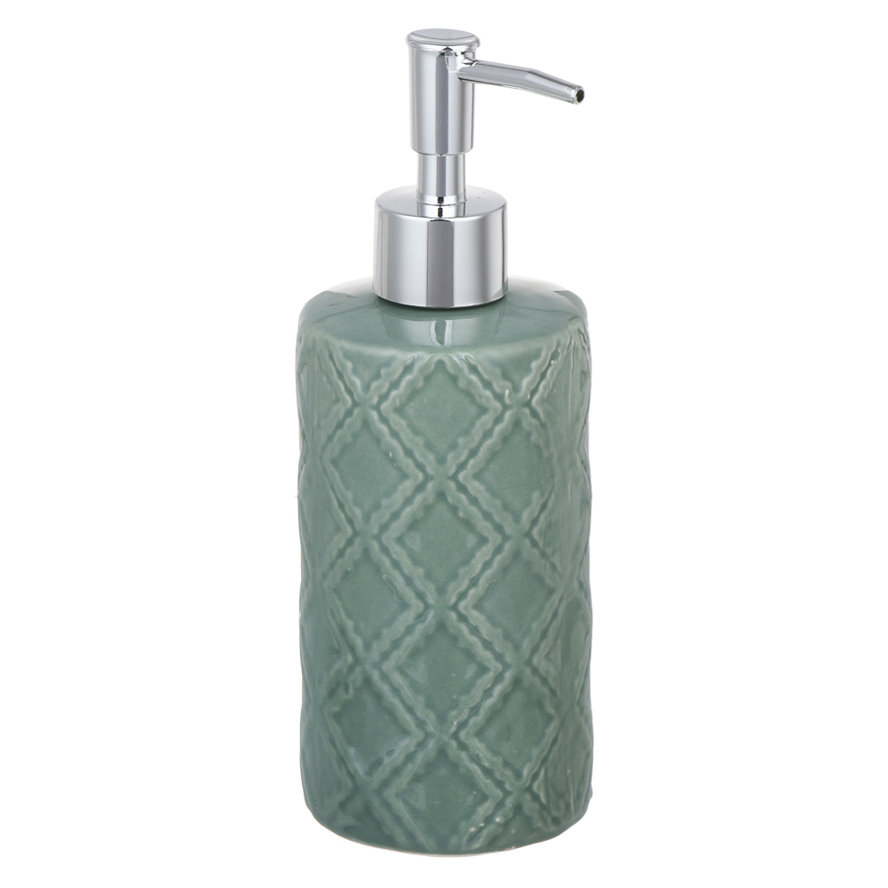 VETTA Дозатор для жидкого мыла, керамика, 7x7x19,5 см, ромбы, мятный, арт.№ 478-189