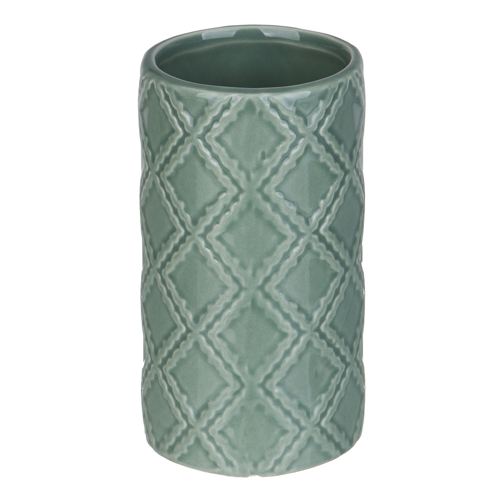 VETTA Стакан для ванной комнаты, керамика, 7x7x13 см, ромбы, мятный, арт.№ 478-190