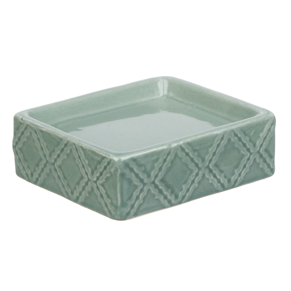 VETTA Мыльница, керамика, 11x9,5x3,5 см, ромбы, мятный, арт.№ 478-191