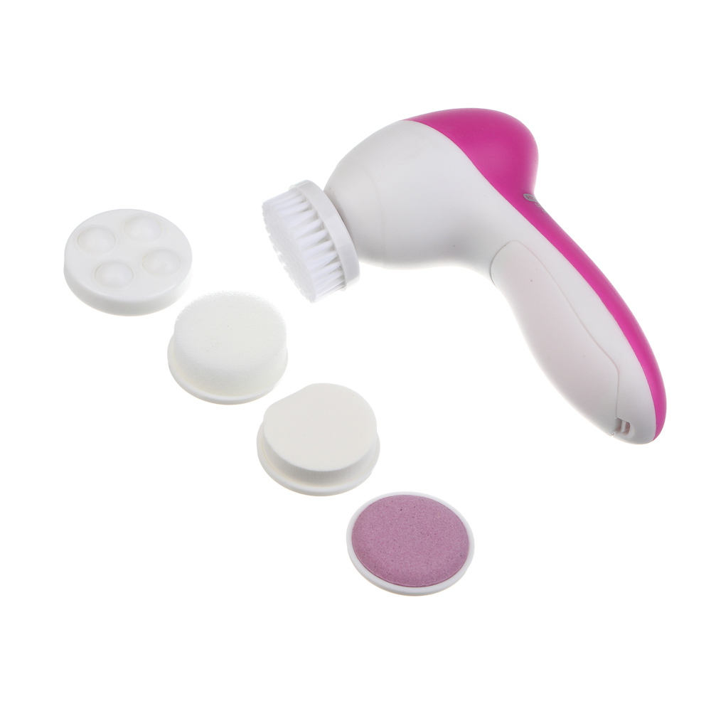 LEBEN Массажер для лица и тела, 2 скорости, набор насадок, 2xАА (не в компл.), розовый, арт.№ 192-087
