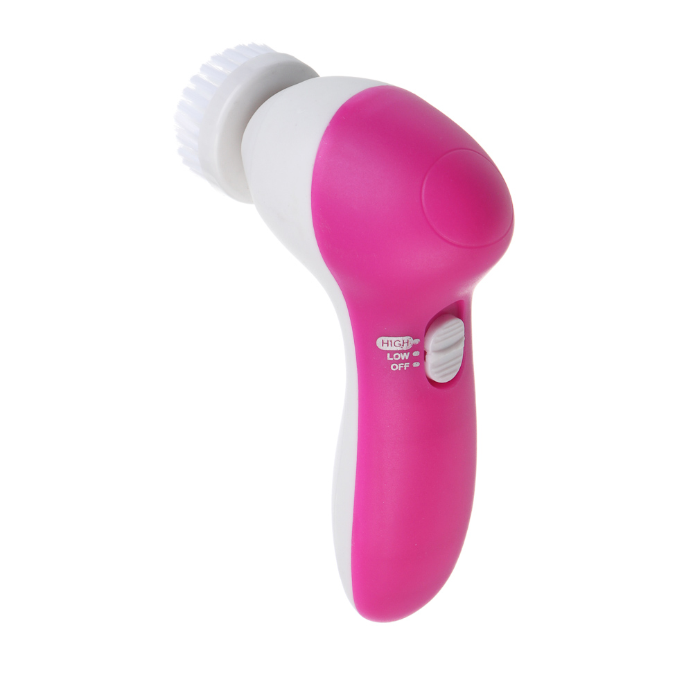 LEBEN Массажер для лица и тела, 2 скорости, набор насадок, 2xАА (не в компл.), розовый, арт.№ 192-087