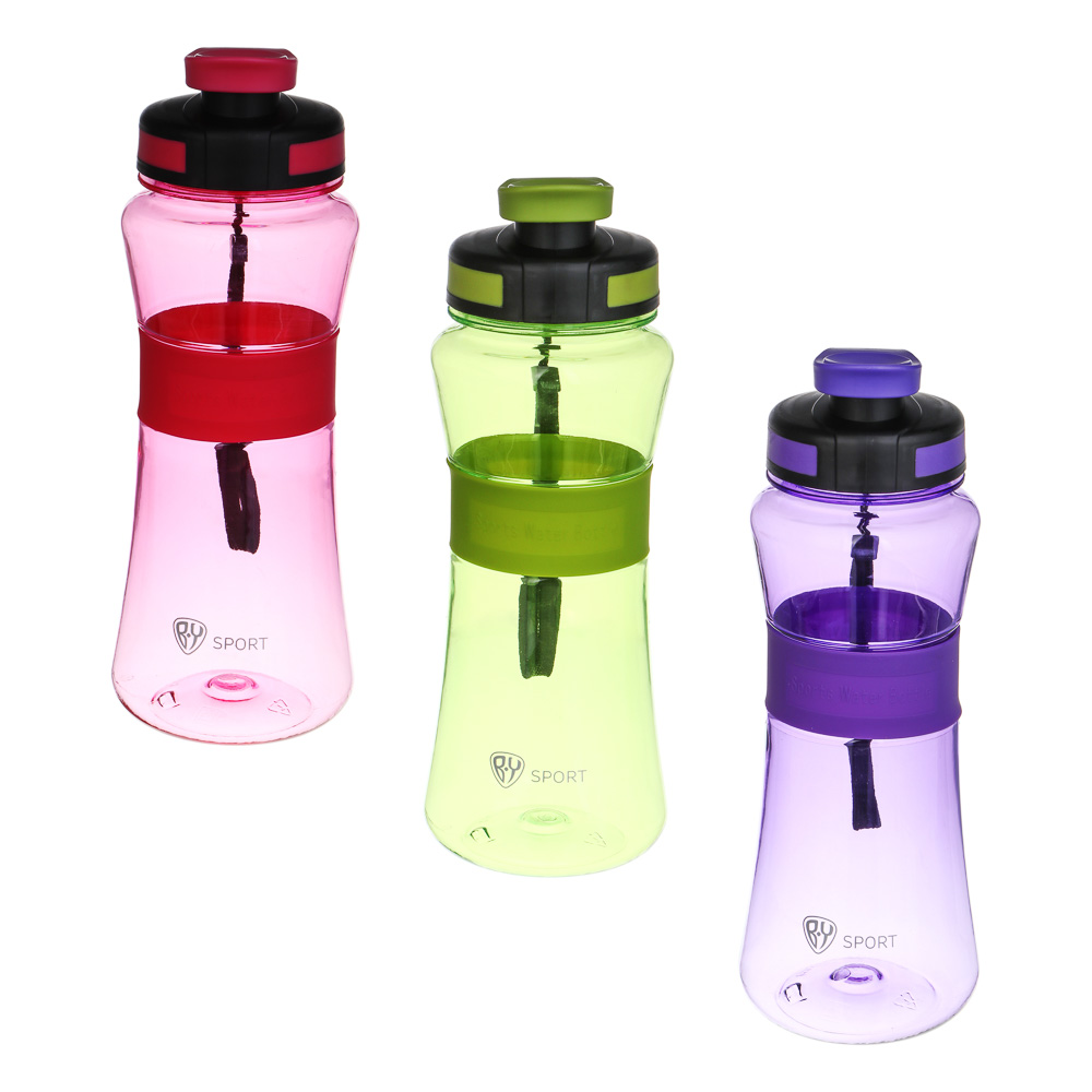 Спортивная бутылка с сеточкой тм BY SPORT, 700мл, 22х8см, силикон, PC, арт.№ 088-134