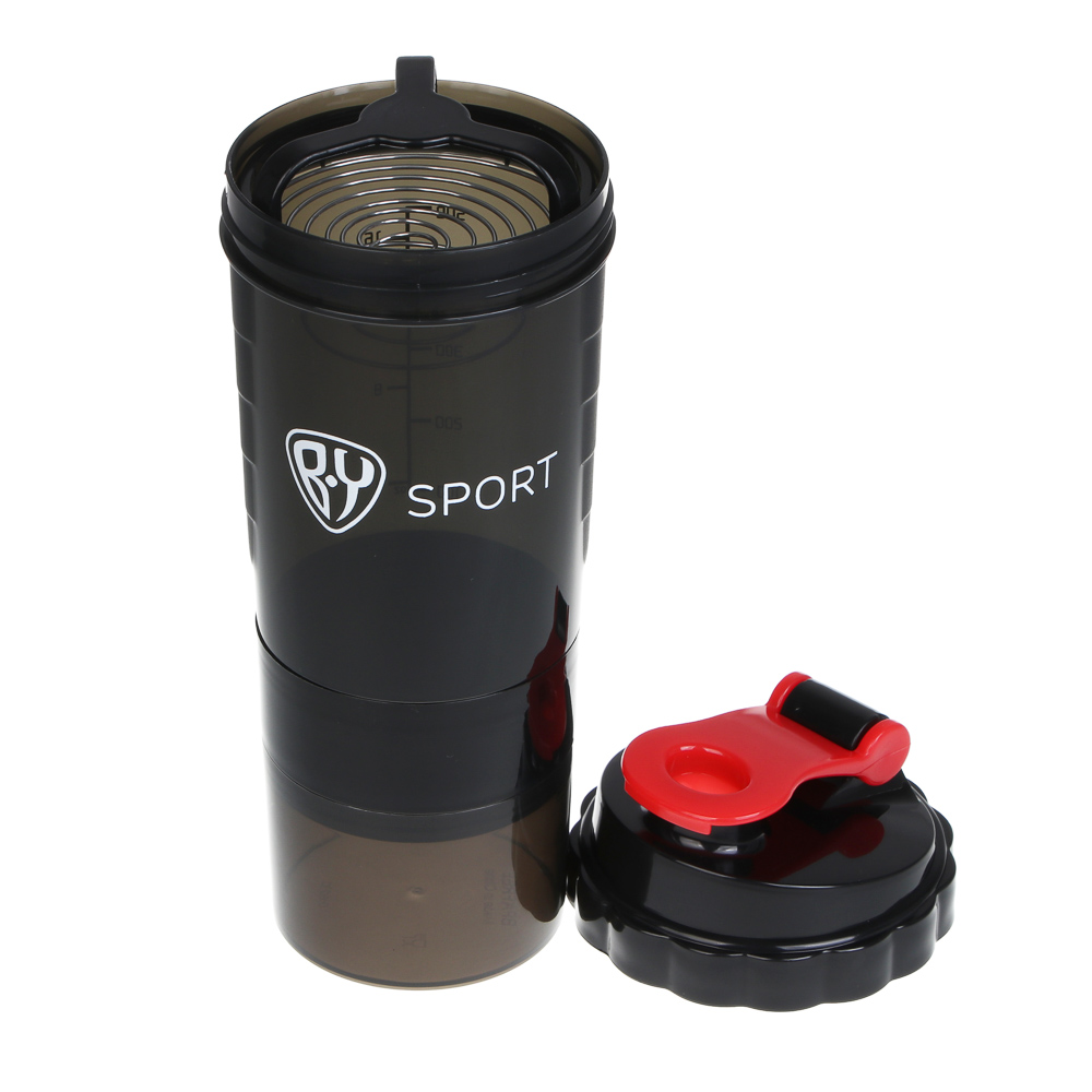 Спортивный шейкер 3 в 1, тм BY SPORT, 500мл, 25x9см, полипропилен, арт.№ 088-135