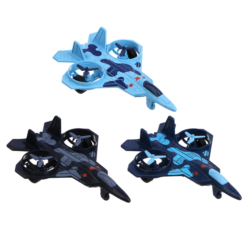 Истребитель инерционный ИГРОЛЕНД, свет, лопасти крутятся, 3хAG13, ABS, 21х15,2х6,5 см, 4 дизайна, арт.№ 292-440