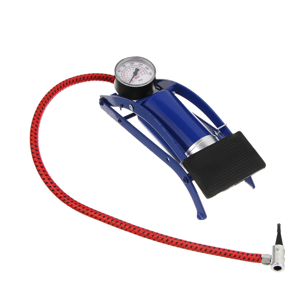 Насос ножной с манометром, тм BY SPORT, 22x9см, металл, арт.№ 069-004