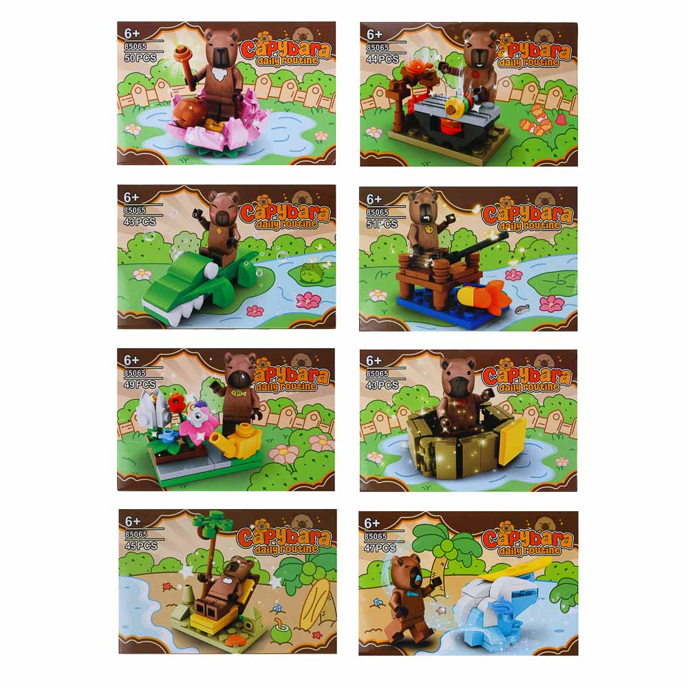 ИГРОЛЕНД Конструктор "Мир Капибарчиков", 14,5х4х9,5 см, ABS, 6 видов, арт.№ 858-067