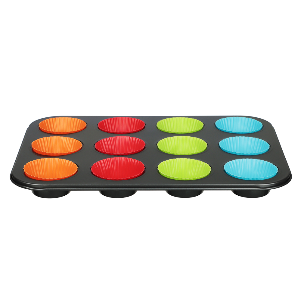 Форма для выпечки 12 ячеек с силиконовыми формами VETTA , 35,2х26,5х2,7 см, угл.сталь, антипригарное покрытие, арт.№ 849-206