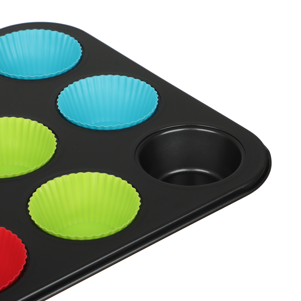 Форма для выпечки 12 ячеек с силиконовыми формами VETTA , 35,2х26,5х2,7 см, угл.сталь, антипригарное покрытие, арт.№ 849-206