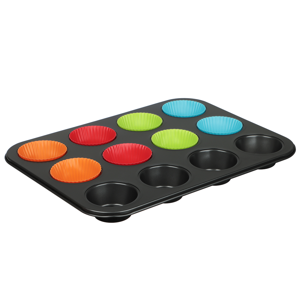 Форма для выпечки 12 ячеек с силиконовыми формами VETTA , 35,2х26,5х2,7 см, угл.сталь, антипригарное покрытие, арт.№ 849-206