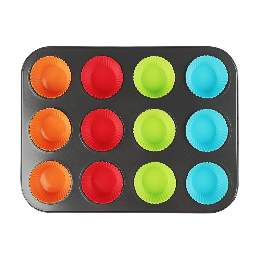 Форма для выпечки 12 ячеек с силиконовыми формами VETTA , 35,2х26,5х2,7 см, угл.сталь, антипригарное покрытие, арт.№ 849-206