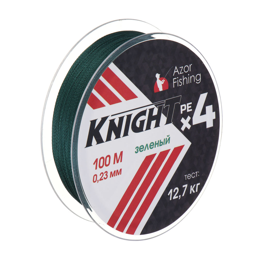 AZOR FISHING Леска плетеная PE "Найт Х4", 100м, 0,23мм, 12,7кг, зеленый, арт.№ 144-031