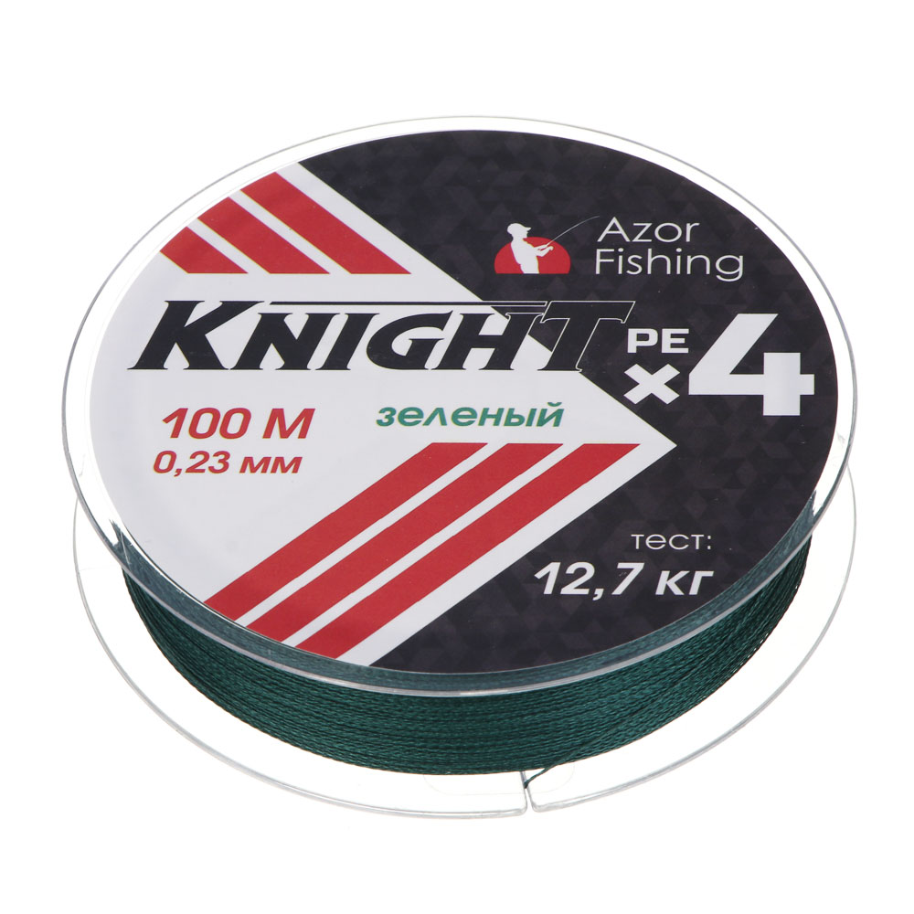 AZOR FISHING Леска плетеная PE "Найт Х4", 100м, 0,23мм, 12,7кг, зеленый, арт.№ 144-031