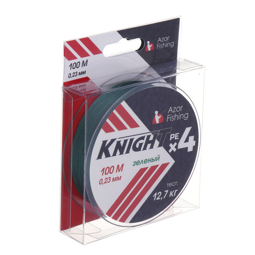 AZOR FISHING Леска плетеная PE "Найт Х4", 100м, 0,23мм, 12,7кг, зеленый, арт.№ 144-031