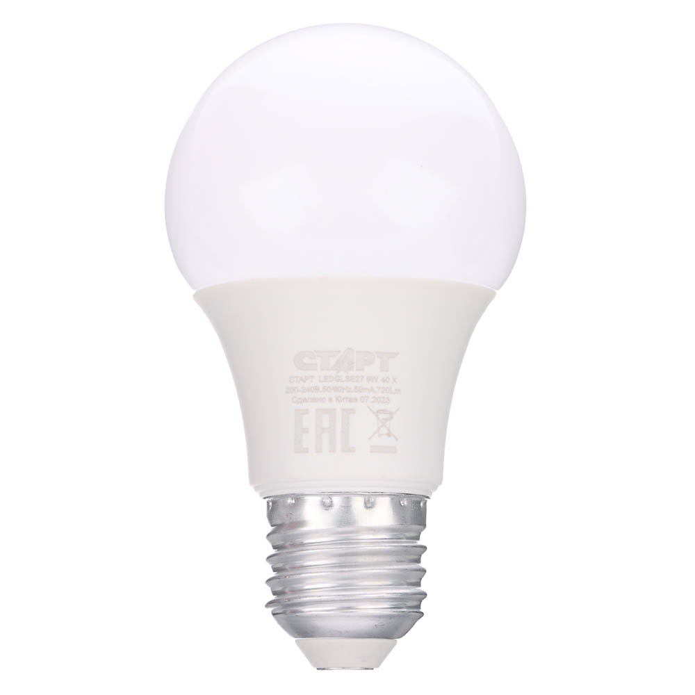 Лампа светодиодная СТАРТ 9 Вт, E27, 800 Лм, 4000 К, форма груша, арт.№ 925-090