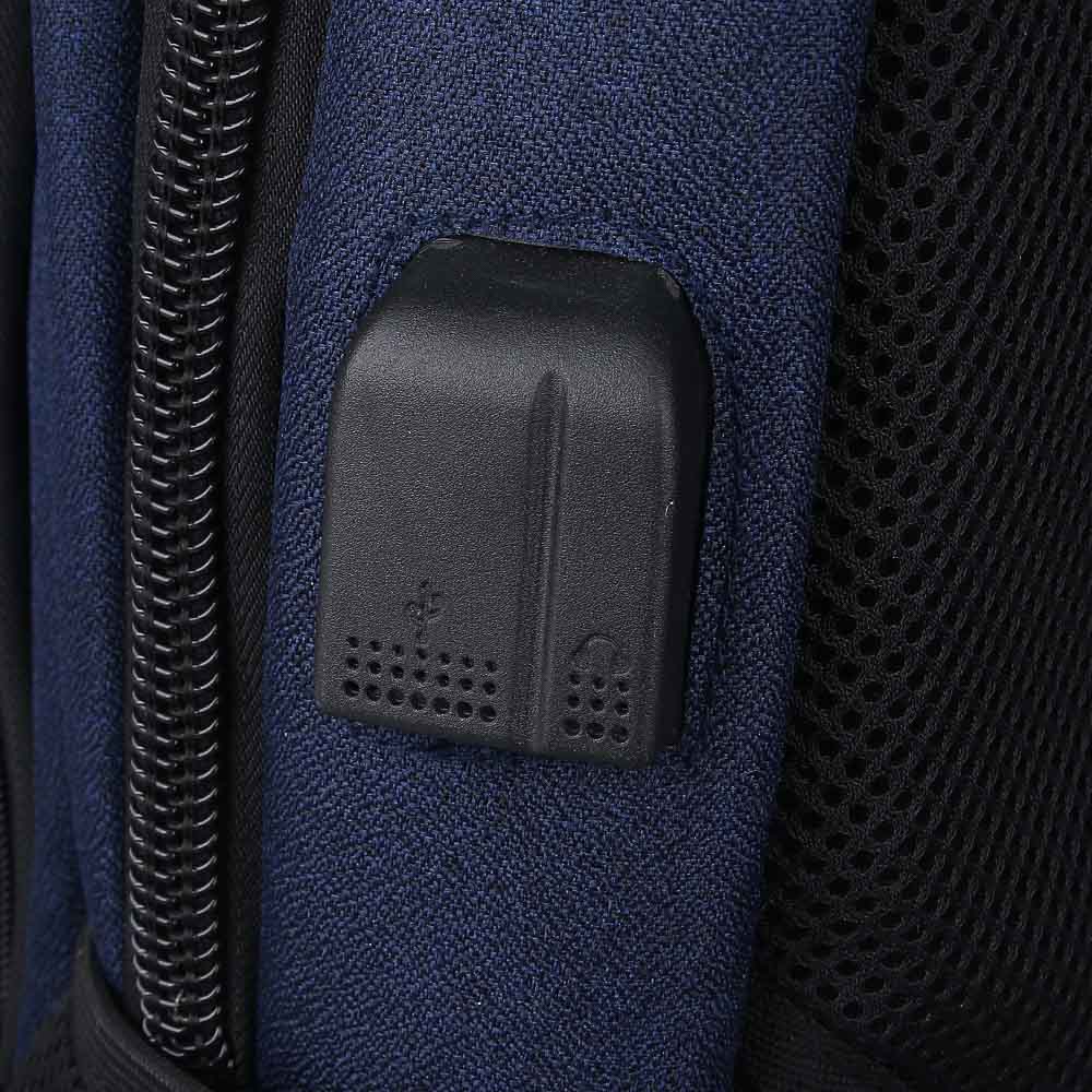 Рюкзак универсальный 40,5x29x17см, 2 отд, 4 карм., эргон.спинка, USB/наушники, синий, ПЭ, арт.№ 254-612