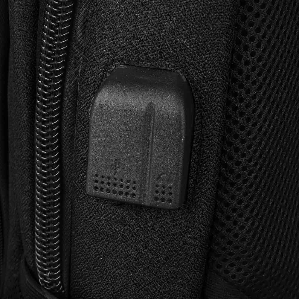 Рюкзак универсальный 40,5x29x17см, 2 отд, 4 карм., эргон.спинка, USB/наушники, черный, ПЭ, арт.№ 254-611