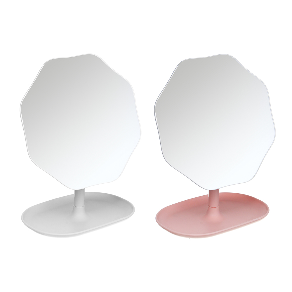 ЮНИLOOK Зеркало настольное с подставкой, пластик, стекло, высота 21 см, диаметр 16 см,  2 цвета, арт.№ 301-269