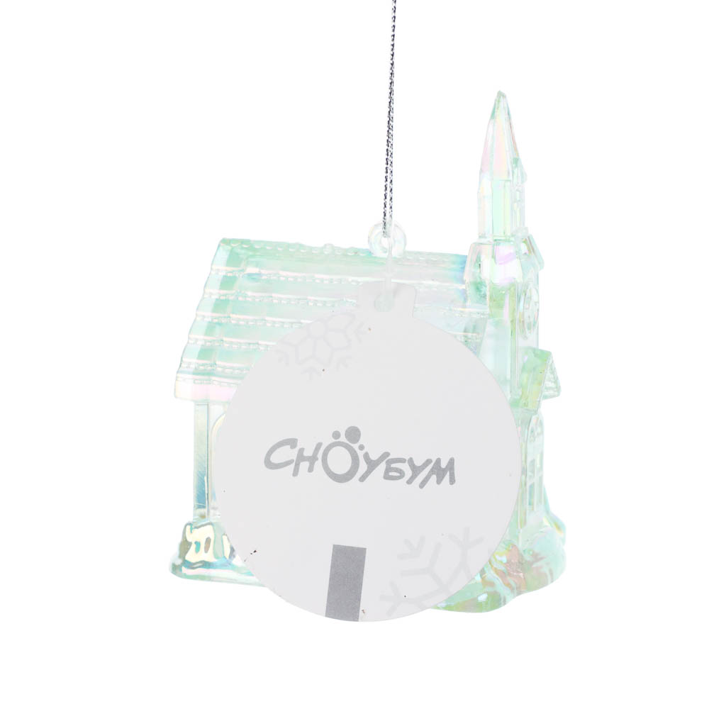 СНОУ БУМ Подвеска декоративная "Домик", 7.5х5.5х9.5 см, акрил, зеленый, арт.№ 397-448