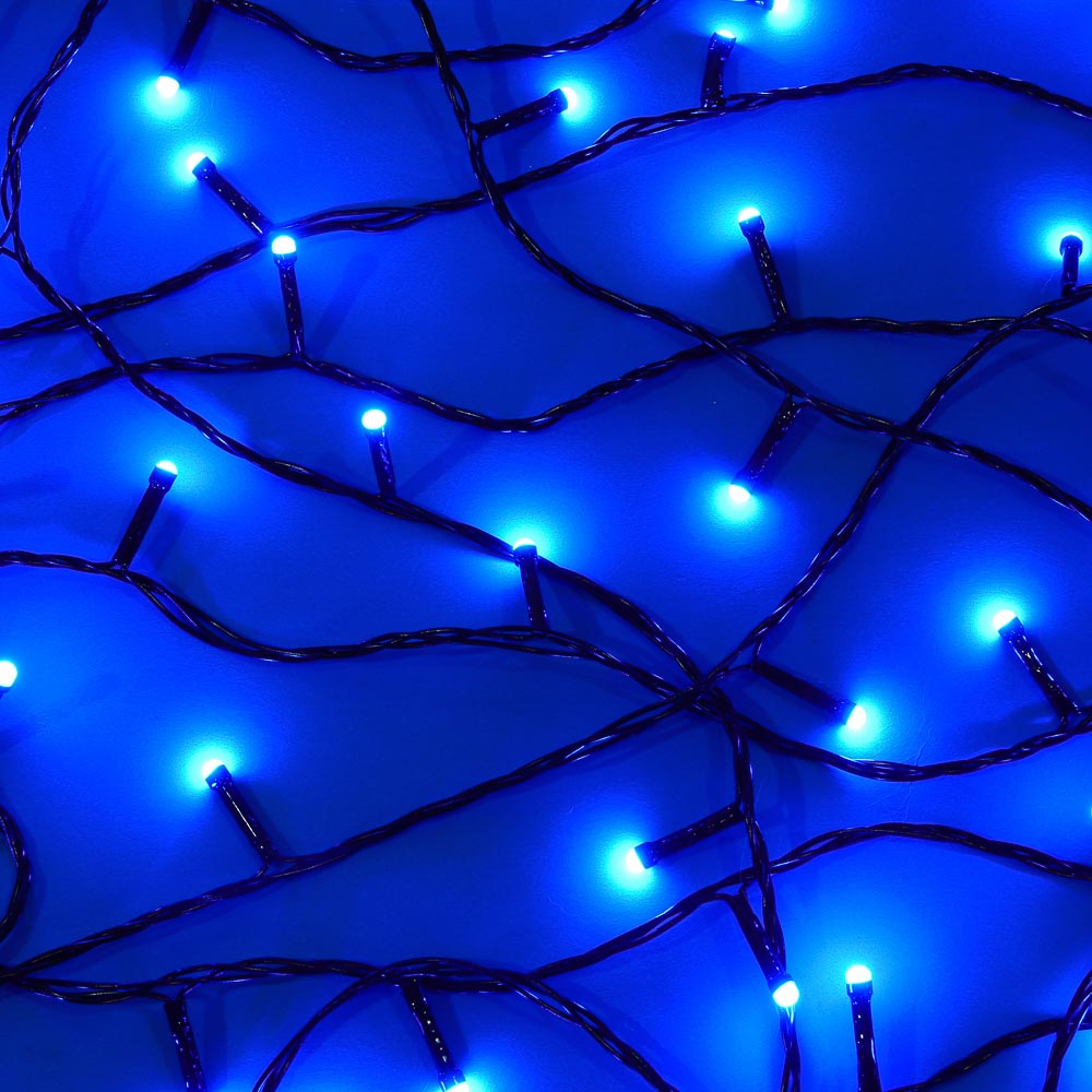 Гирлянда вьюн 30 м СНОУ БУМ, 300 LED ламп, синее свечение (8 режимов), ПВХ чёрный, 220В, арт.№ 384-225