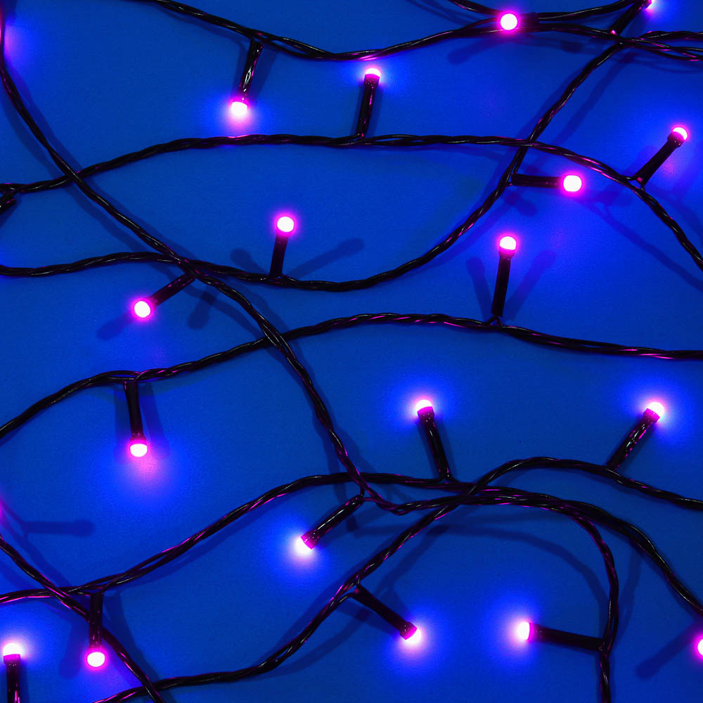 Гирлянда вьюн 30 м СНОУ БУМ, 300 LED ламп, розовое свечение (8 режимов), ПВХ чёрный, 220В, арт.№ 384-226