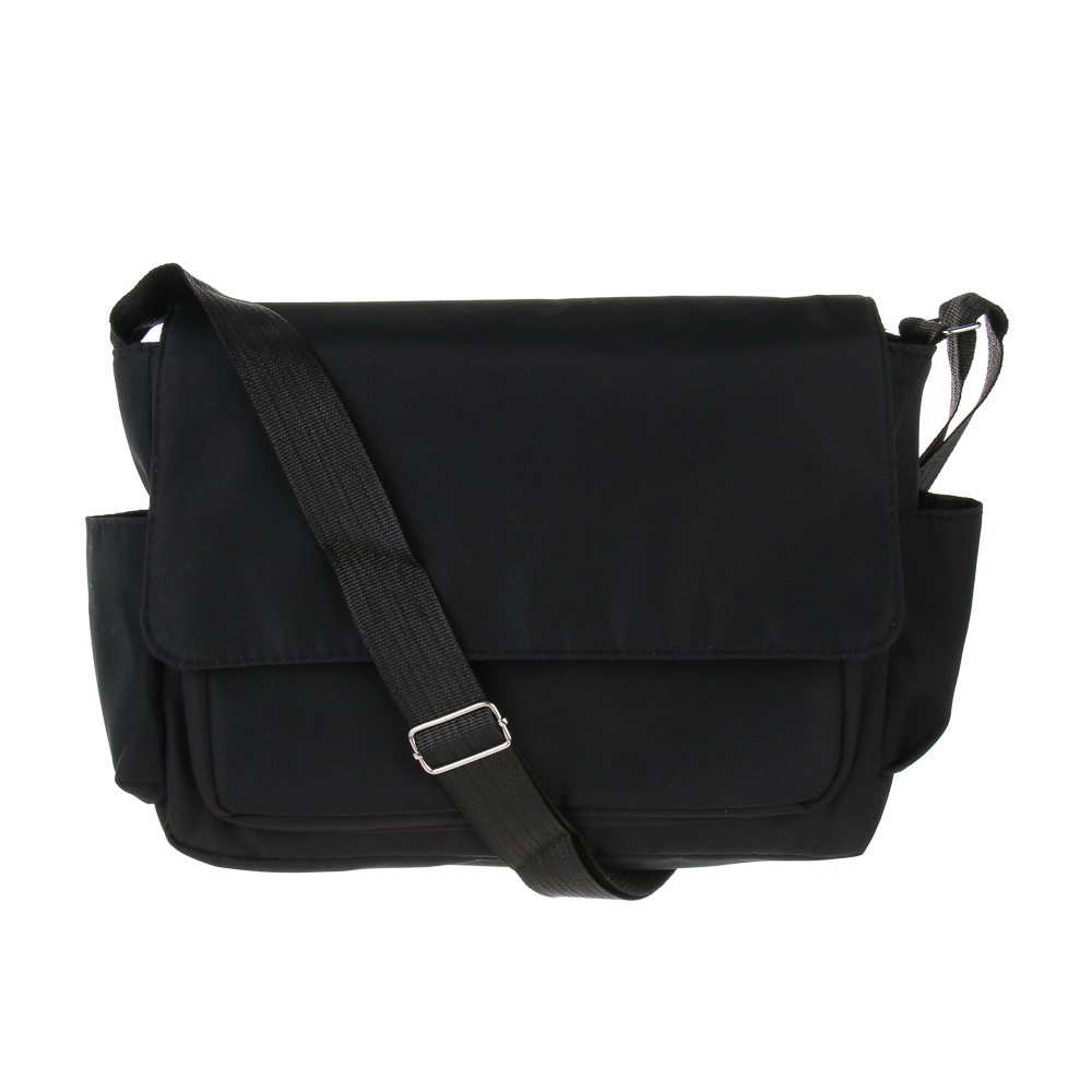 Сумка - подростковая с клапаном на липучке, нейлон, черная, арт.№ K21-001