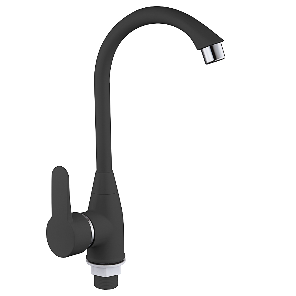 СоюзКран Смеситель для кухни, поворотный излив 25см, картридж 35мм, ABS пластик, черный SK01-R141, арт.№ 567-143