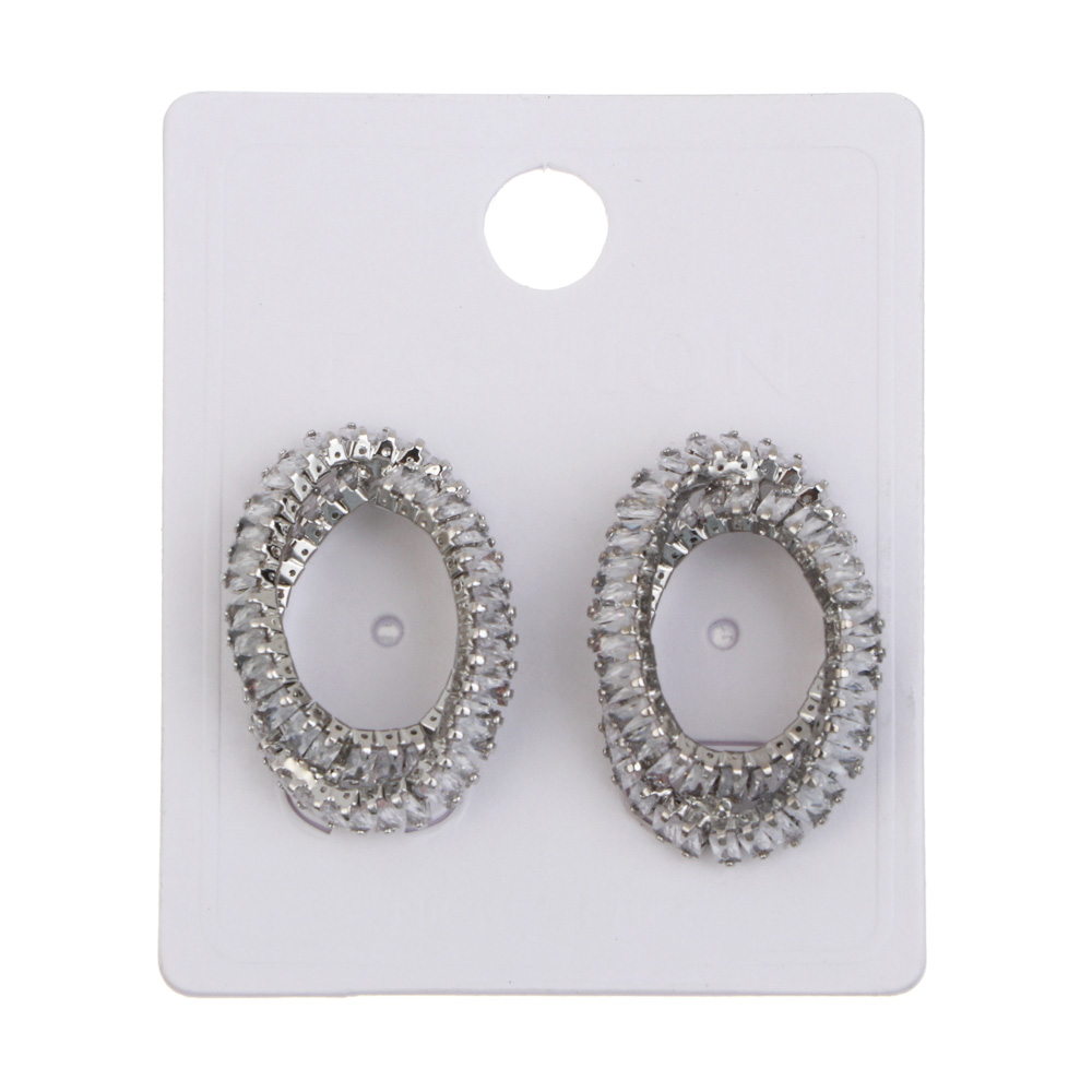 Серьги, медь, цирконий, 2 дизайна, БЖ25-4, арт.№ 023-067