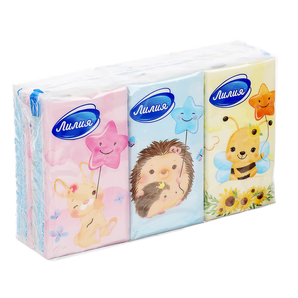 Платочки бумажные Лилия, 2 слоя, 10шт, арт.№ 912-018