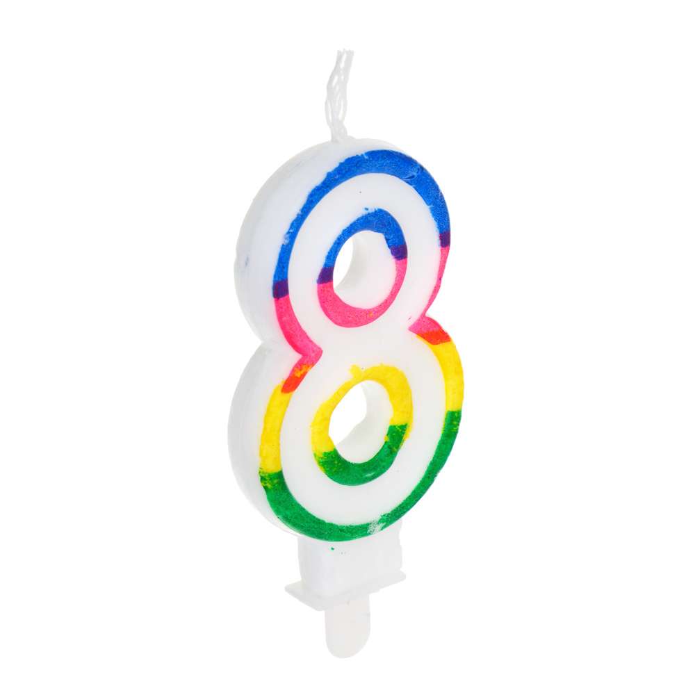 Капитан Весельчак Свеча для торта в форме цифры, с подставкой (8), парафин, PP, арт.№ 506-243