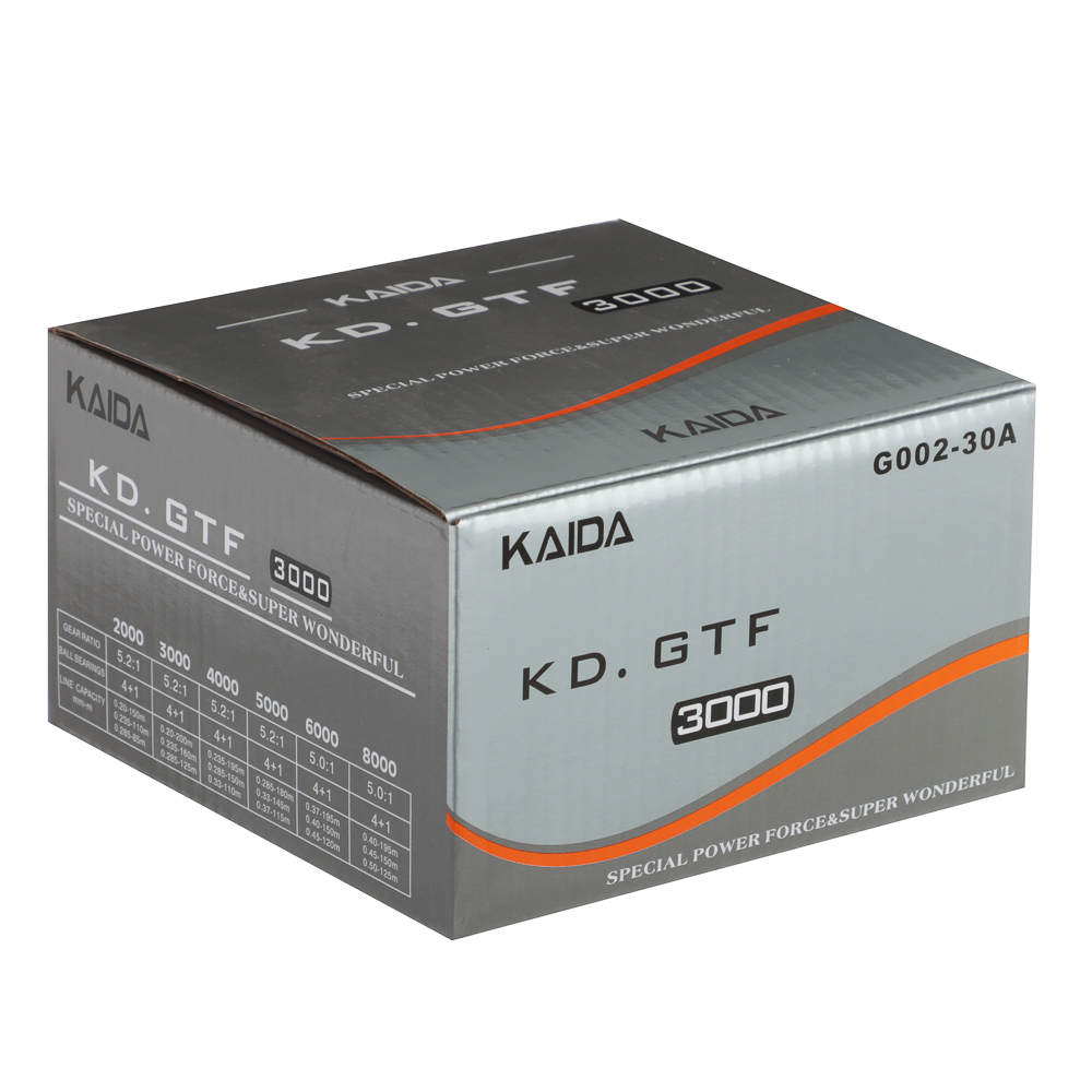 KAIDA Катушка безынерционная с передним фрикционом G002-30A, 4+1п.п., 5,2:1, 0,20мм-200м, арт.№ 142-073