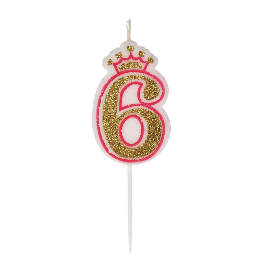 Свеча для торта тм Fntastic 5,6 см, в форме цифр (6), парафин, арт.№ 506-297