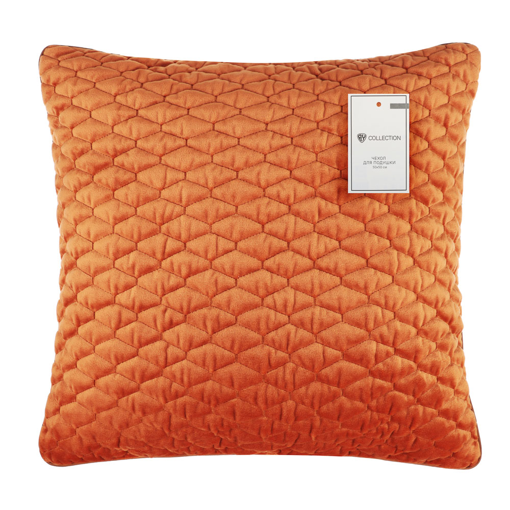 BY COLLECTION Чехол для подушки с кантом, 50х50см, 100% полиэстер, терракота, арт.№ 497-084