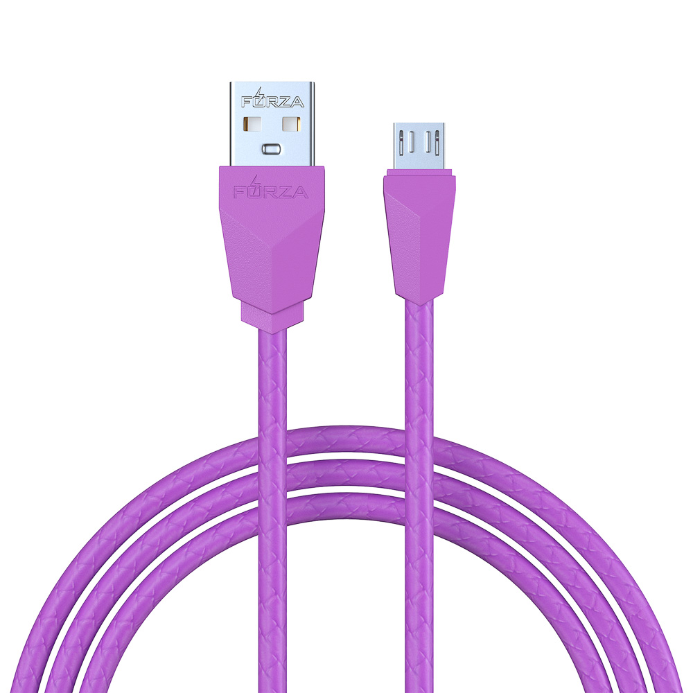 FORZA Кабель для зарядки Комфорт Micro USB, 1м, 1А, прорезиненный, 5 цветов, пакет