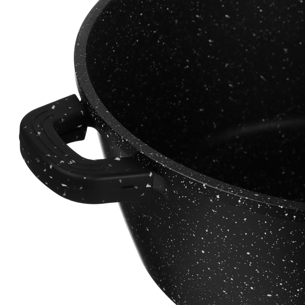 Набор кастрюль SATOSHI Лион 4 предмета 28 см, 32см; 6,3 л, 9,3 л +крышки, а/п покрытие мрамор, силиконовые протекторы ручек, индукция, арт.№ 846-688