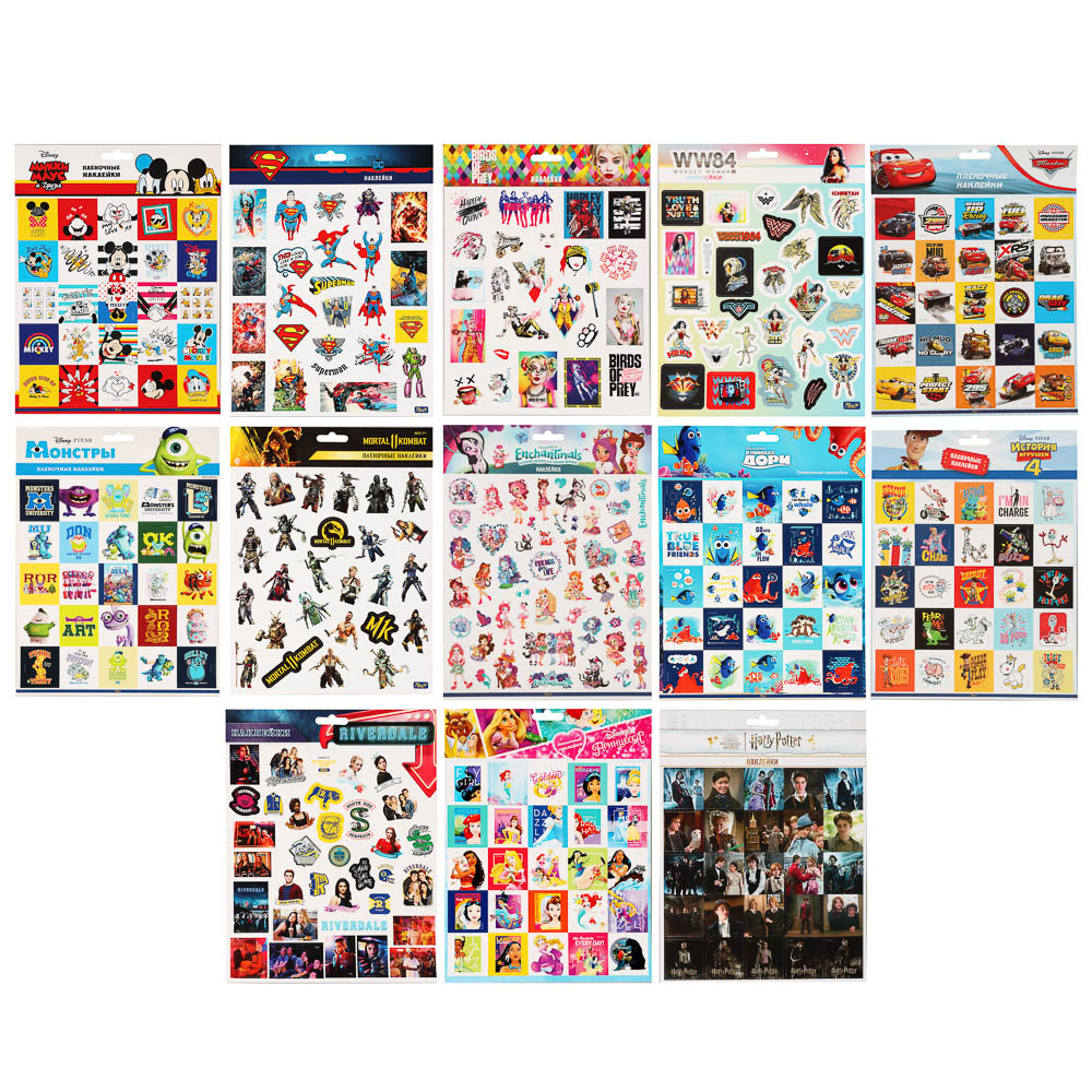 Наклейки пленочные большие 21х27,5см, в ассортименте, арт.№ 503-574