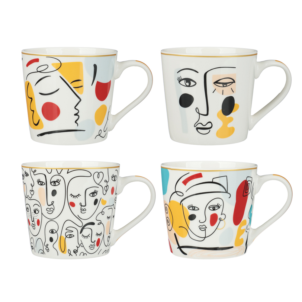 Кружка тм MILLIMI Авангард, 400мл, фарфор, 4 дизайна, арт.№ 806-363