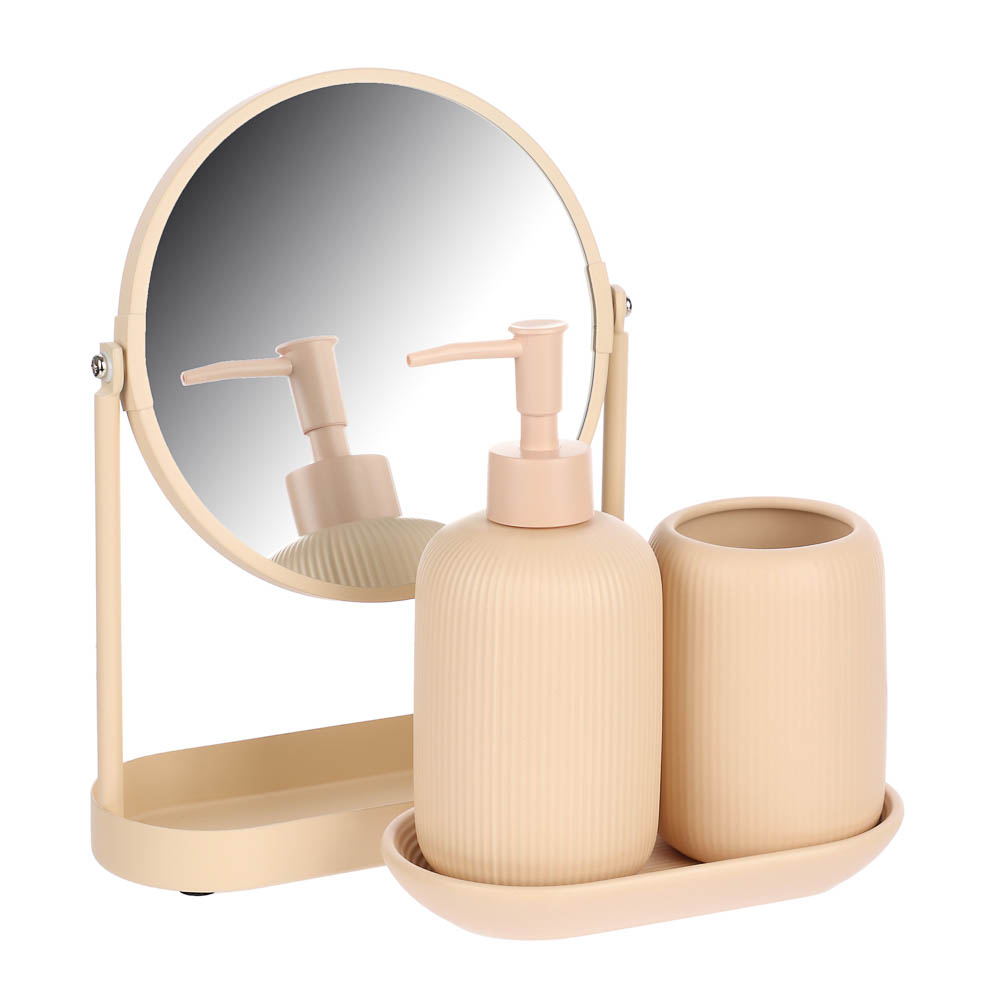 Стакан для ванной комнаты тм VETTA Монтана, доломит, бежевый, 7,5х7,5х10,5см, арт.№ 463-596