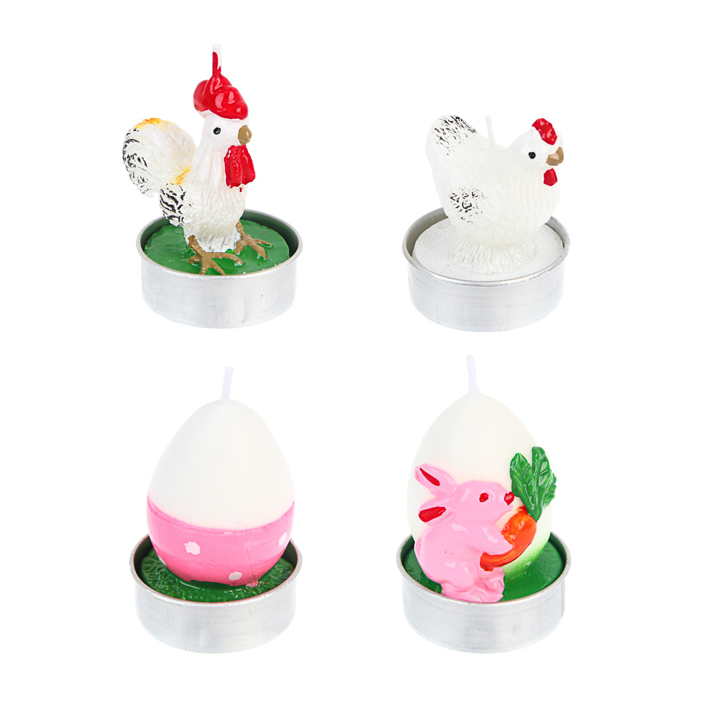 Свеча тм LADECOR пасхальная 3,7x3,7x5 см, парафин, 4 вида, арт.№ 563-039