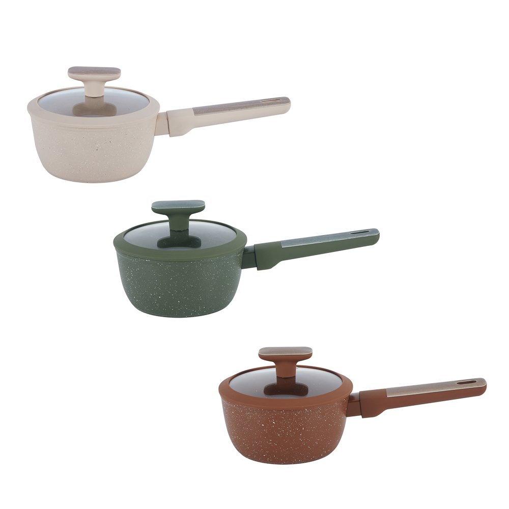 Ковш тм SATOSHI Сенса,1,3л, d16см, с крышкой, антипригарное покрытие мрамор, индукция, 2 цвета, арт.№ 846-788