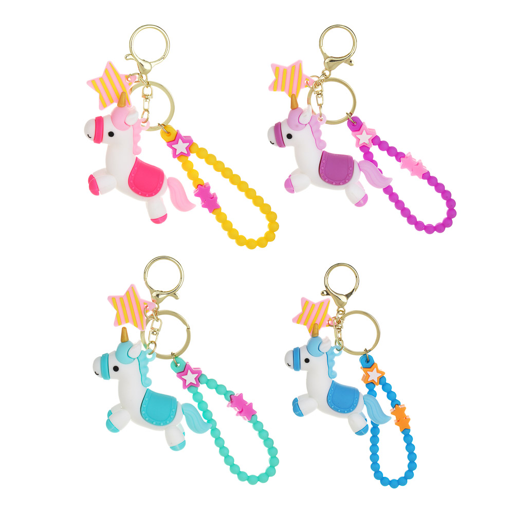 СНОУ БУМ Брелок "Лошадка-Единорог", 8х2,3х6см, ПВХ, металл, 4 дизайна, арт.№ 705-018
