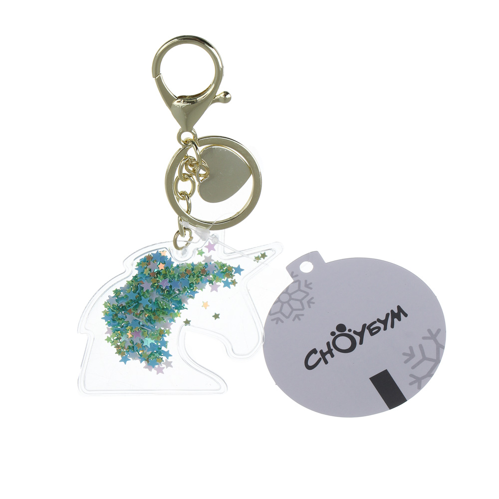 СНОУ БУМ Брелок "Лошадка-Единорог", 6x6см, ПВХ, металл, блестки, 4 дизайна, арт.№ 705-020