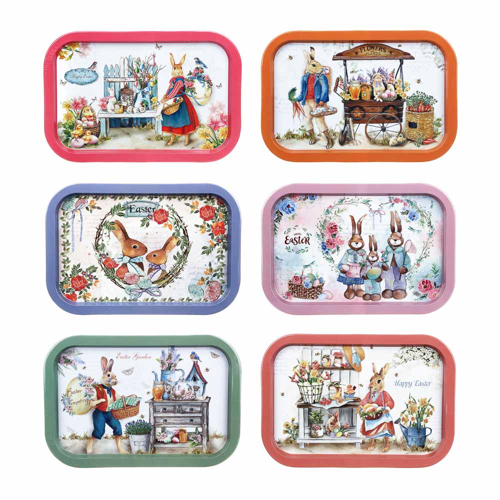 Поднос декоративный, 34,7x23,5 см, металл, 6 видов, арт.№ 514-014