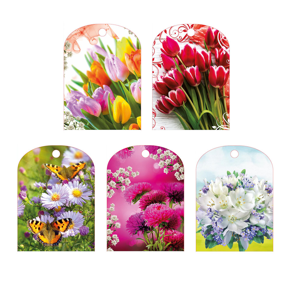 Доска разделочная "Цветы", 27x18x0,5см, фанера, 5 дизайнов, арт.№ 851-231