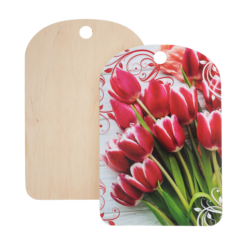 Доска разделочная "Цветы", 27x18x0,5см, фанера, 5 дизайнов, арт.№ 851-231