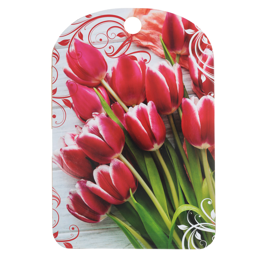 Доска разделочная "Цветы", 27x18x0,5см, фанера, 5 дизайнов, арт.№ 851-231