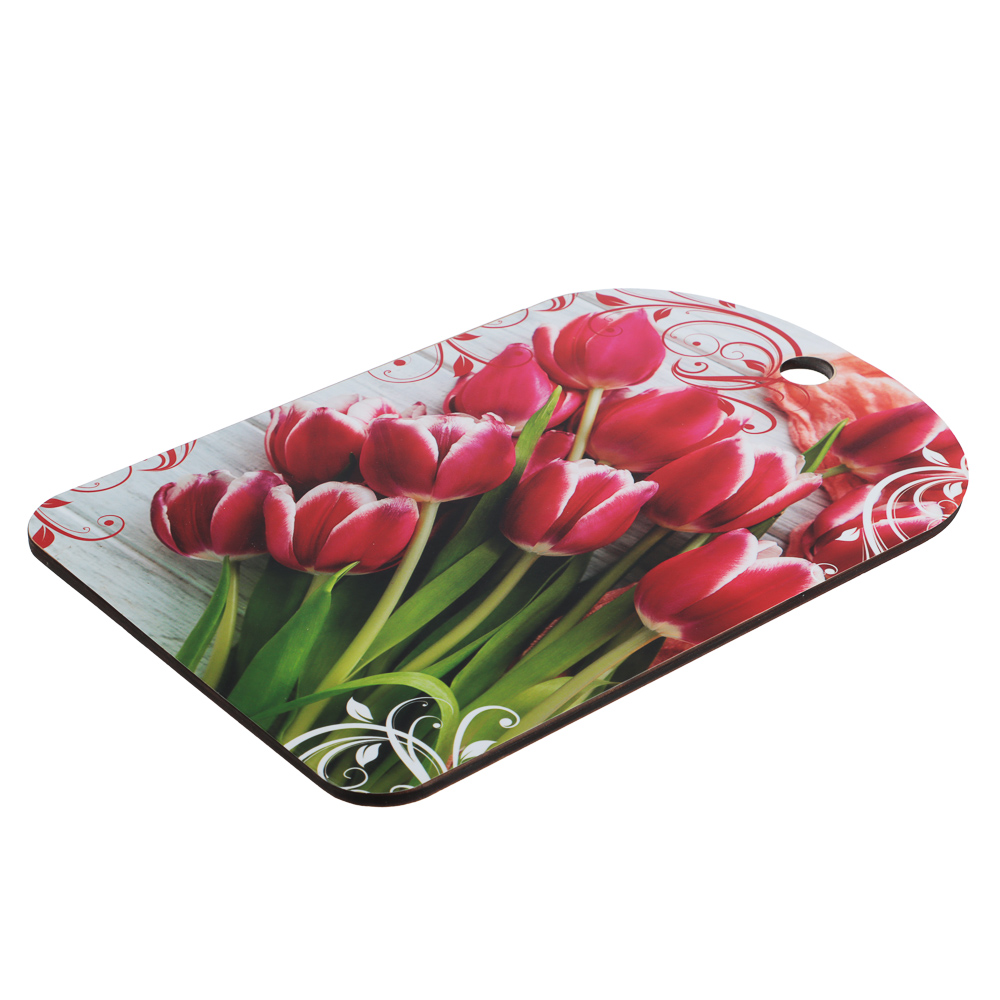 Доска разделочная "Цветы", 27x18x0,5см, фанера, 5 дизайнов, арт.№ 851-231