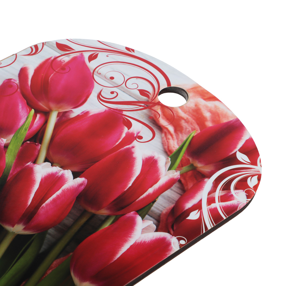 Доска разделочная "Цветы", 27x18x0,5см, фанера, 5 дизайнов, арт.№ 851-231