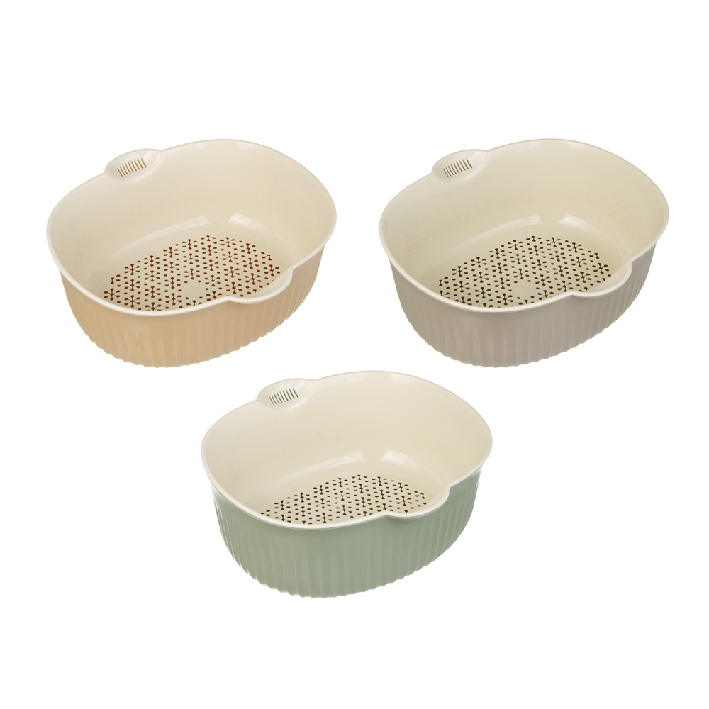 Дуршлаг с миской 28,5*26*11см, пластик, 3 цвета, арт.№ 861-582