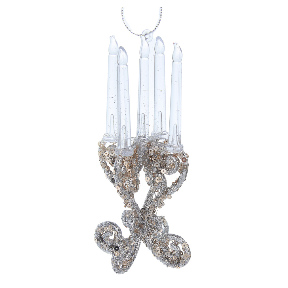 СНОУ БУМ Декоративная подвеска "Подсвечник" 14,5 см, пластик, глиттер, арт.№ 397-455